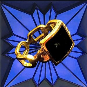 NEW Art Deco Boho Gold and Black Ring